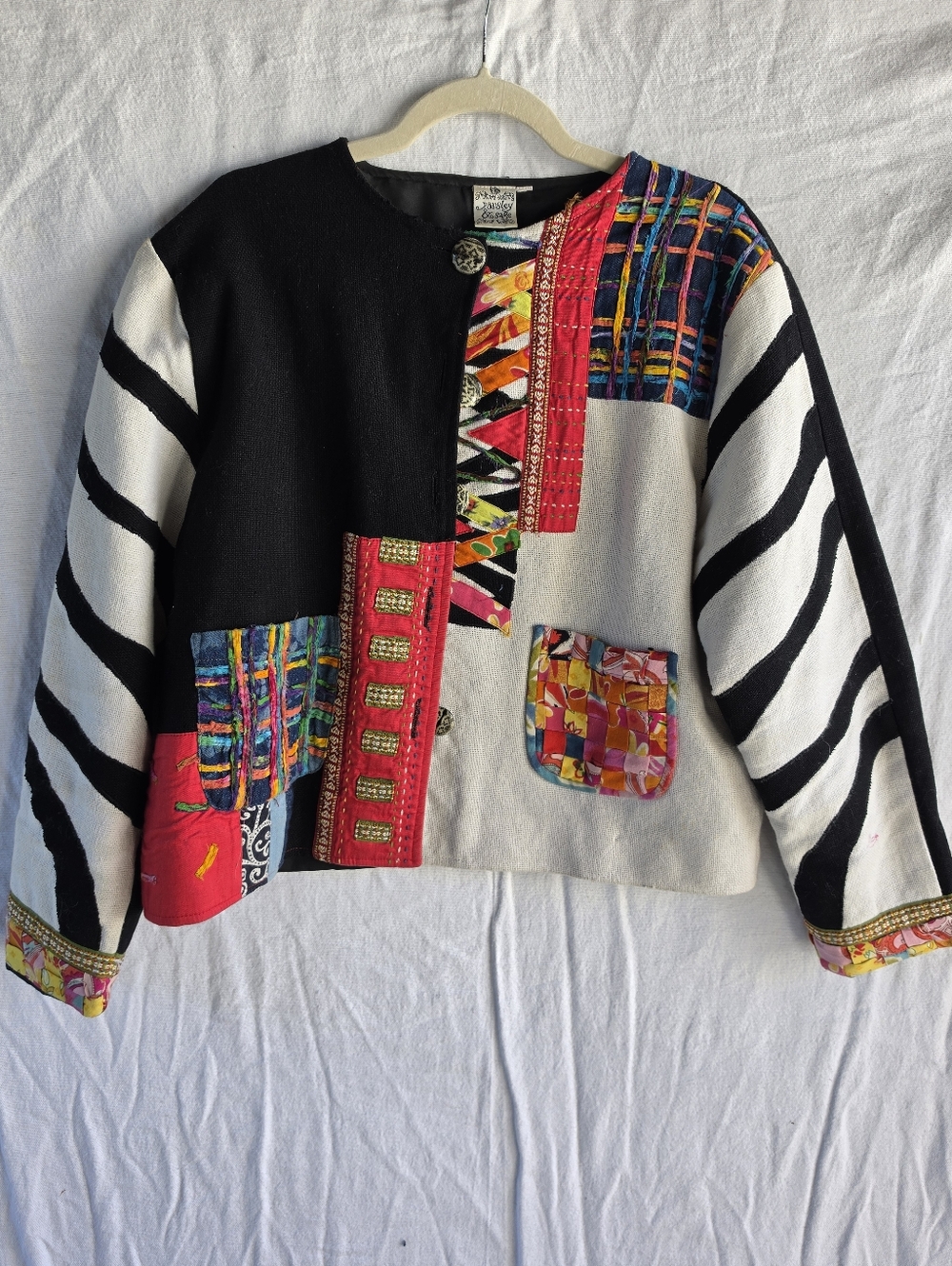 Parsley & Sage Patchwork Floral Jacket Women’s L Boho Embroidered Made in India